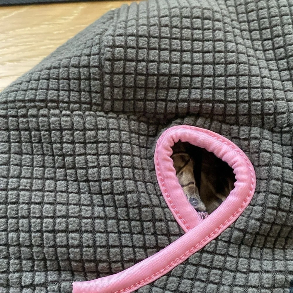 Camo Military Cap Hat Womens pink stitch soft fleece lined ponytail hole stretch